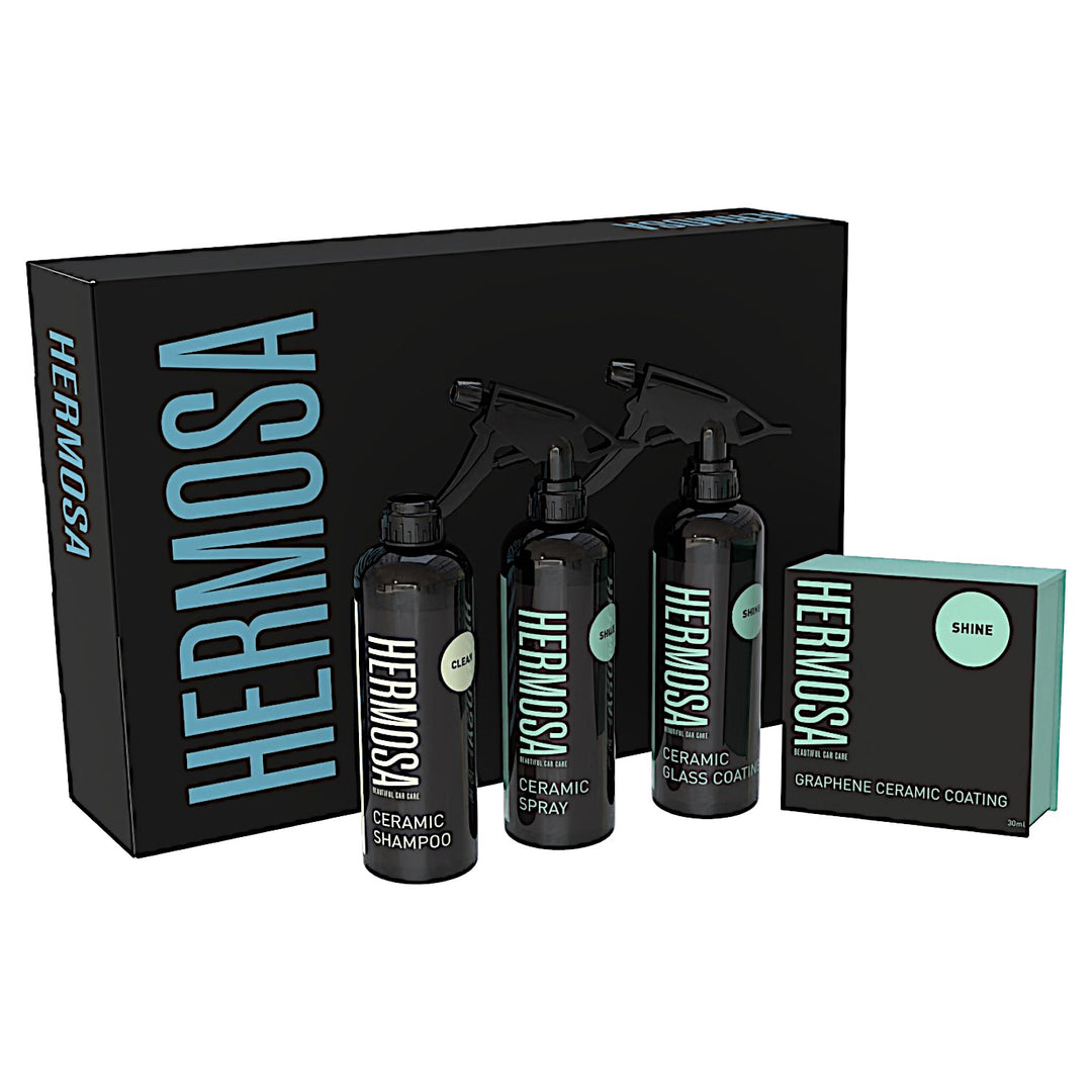 Hermosa car care set with ceramic products and graphene coating.