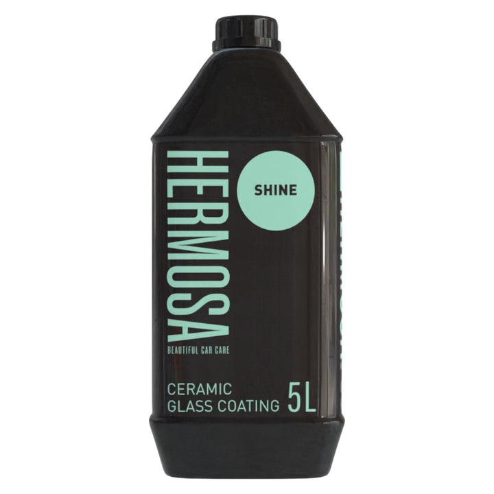 Hermosa Ceramic Glass Coating 5L Shine bottle for car care.
