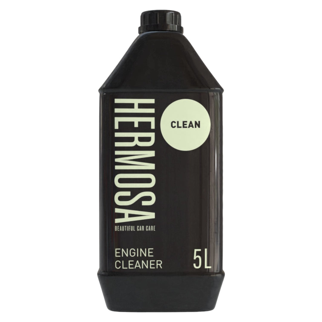 Hermosa Engine Cleaner bottle, 5L size, with 'CLEAN' label and 'Beautiful Car Care' branding