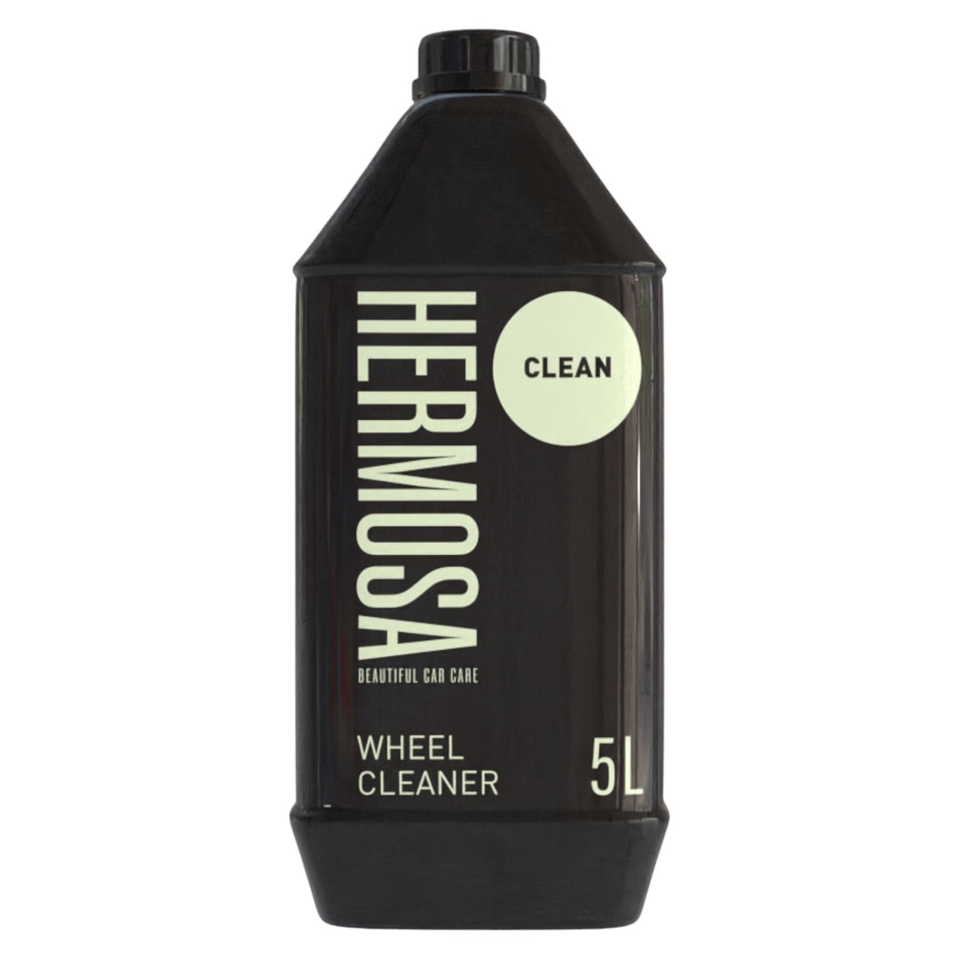 5L Hermosa Wheel Cleaner bottle with sleek black design and 'CLEAN' label